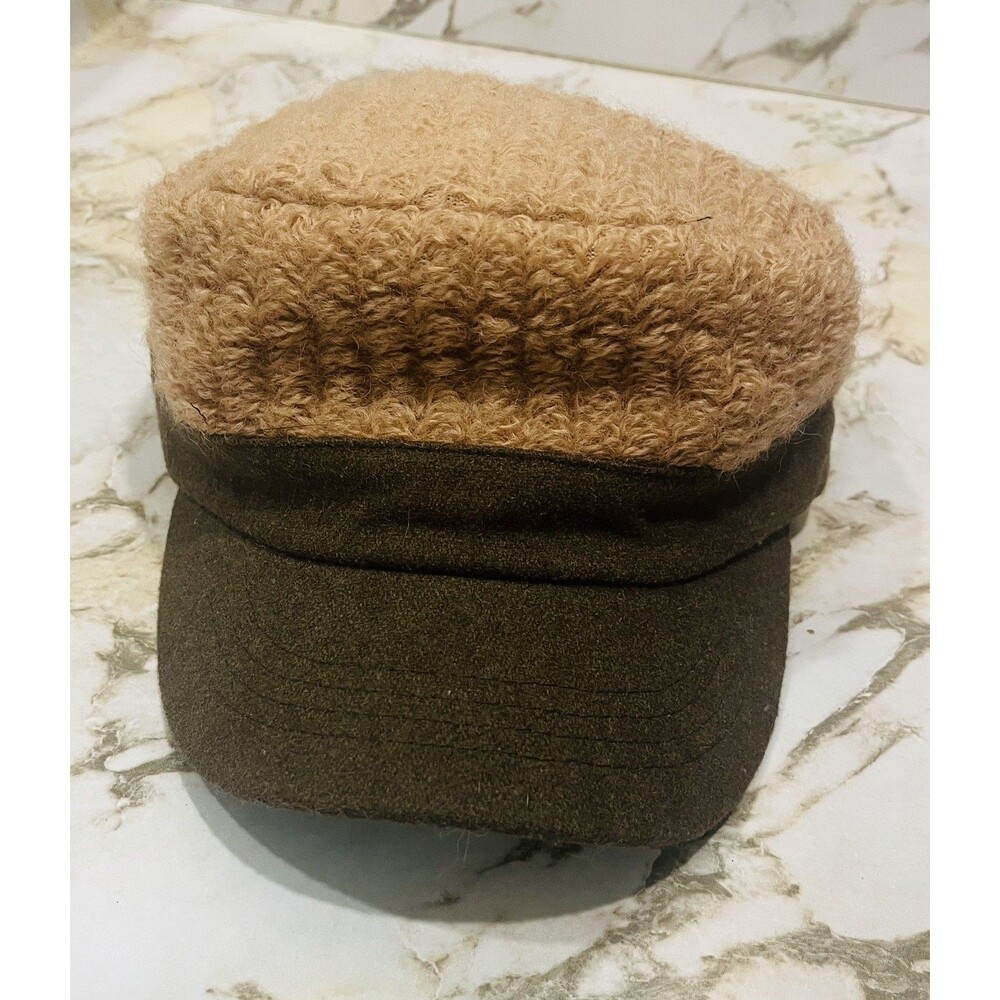 Coco + Carmen Women’s Knit Newsboy Cabbie Hat Camel Tan w/ Brown Brim
